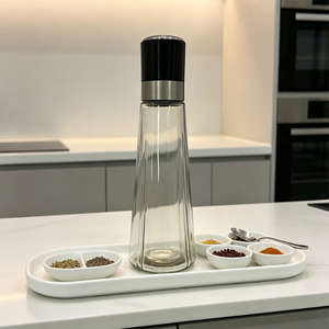Klare Vertikale Gerippte Konische Glas-Gewürzdose Manuelle Mühle Gläser zur Aufbewahrung - Product Image 6