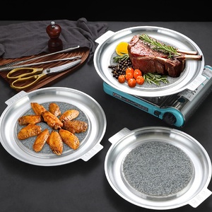 韩式不粘牛排烧烤盘烤鱼烧烤石料理盘圆形铁板烧铁板烧 - Product Image 2