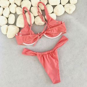 Bikini Triangular Brasileño para Mujer, Sexy, con Tiras Laterales, Traje de Baño con Logotipo Personalizado, Servicio OEM de 1 Pieza - Product Image 2