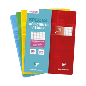 Notebook con pinzatura 63796C per disabilità visive 17X22 cm 96 grandi quadrati neri 2.5mm ingranditi 10/10 carta bianca da 90 g - Product Image 1