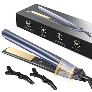 <span class=keywords><strong>Mini</strong></span> alisador de pelo con luz LED 2 en 1 portátil de titanio de alta calidad, pantalla de temperatura, pinzas Flatiron con logotipo personalizado - Product Image 1