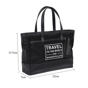 Women's Mesh <b>Beach</b> <b>Bag</b> with Zipper Closure <b>Foldable</b> Waterproof Tote Eco-Friendly Black Handbag for <b>Beach</b> Vacation - Product Image 4