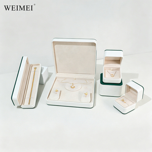 WEIMEI Custom Logo Top Quality green PU Leather Jewelry <b>Box</b> with Suede Insert for Ring Necklace Bracelet <b>Gift</b> jewelry Packaging - Product Image 3