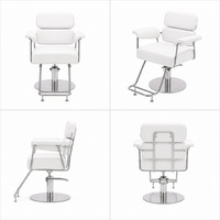 Fauteuil de Barbier Moderne en Gros avec Base en Acier Inoxydable, Siège Pivotant en Cuir PU, 5 Couleurs, pour Fournitures de Salon de Coiffure – Vente Directe