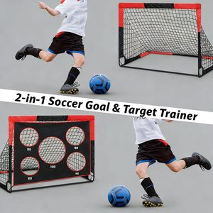 But de football 2 en 1, cible de tir, poteaux en fibre de verre épaissis, un outil magique pour l'entraînement <span class=keywords><strong>au</strong></span> football des enfants et - Product Image 4