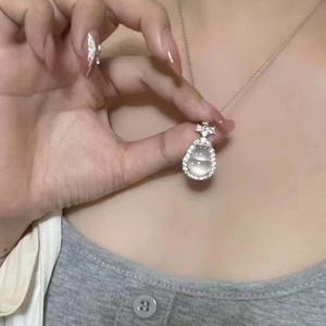 Small Butterfly Pendant <b>Necklace</b> for Female Natural Hazardous Material Jade Blue <b>Crystal</b> Pure Silver S925 Niche Design - Product Image 5