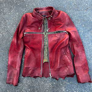 <span class=keywords><strong>Veste</strong></span> <span class=keywords><strong>en</strong></span> <span class=keywords><strong>cuir</strong></span> rouge classique Design Europe Hot D, montrant le charme de la personnalité élégante de la mode - Product Image 2
