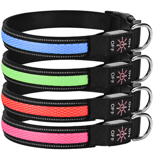 Collier lumineux pour chien de grande taille, USB, en <span class=keywords><strong>maille</strong></span>, collier lumineux pour animaux de compagnie, bande réfléchissante en <span class=keywords><strong>maille</strong></span> de nylon, motif à carreaux, style anglais, ouverture de moule - Product Image 5