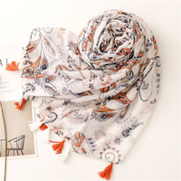 Châle à fleurs de cajou blanc, accessoires hijab, écharpe longue à imprimé paisley pour femmes, offre spéciale, été 2022