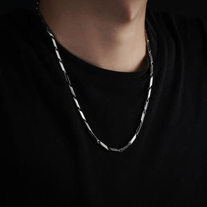 FTS Minimalist Men's Geometric Cut <b>Titanium</b> Steel Link <b>Chain</b> Necklace with Low Commission & 1688 Factory Direct Procurement - Product Image 3