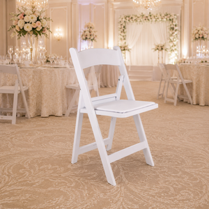Chaise de salle à manger pliable moderne en résine blanche, confortable et légère, pour usage intérieur/extérieur dans les hôtels et les villas - Product Image 1