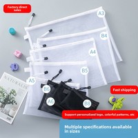 Sac à documents A4 de grande capacité pochette à fermeture éclair en maille de nylon transparente sac de rangement multifonctionnel pour le bureau