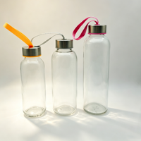 Bouteilles d'eau en verre transparent de 300 ml, 420 ml, 500 ml en gros, bouteilles de sport réutilisables vides pour usage automobile