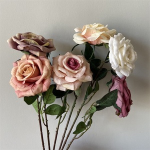 O-215 Super Star Fleurs En Gros En Vrac Coloré Artificielle Soie Rosette Blanc Floral Faux Rose Fleur - Product Image 2