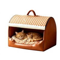 Herbst/Winter Neuheit: Retro-Märchenstil Halbgeschlossenes Schubladenförmiges Hunde- und Katzenbett, Abnehmbar und Waschbar, aus Polyester-Material