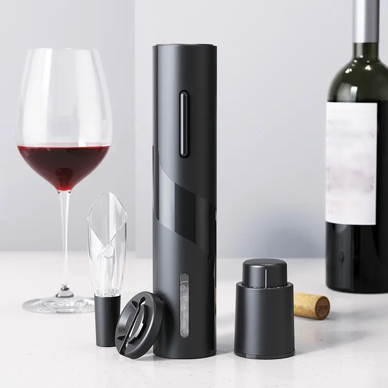 Bar tool battery type champagne wine electric corkscrew with foil cutting device vacuum cork pourer electric bottle opener set