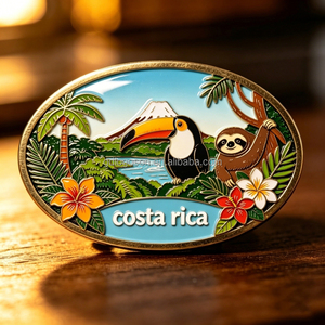 Aimant de réfrigérateur personnalisé <span class=keywords><strong>en</strong></span> émail plaqué or, souvenirs de voyage du <span class=keywords><strong>Costa</strong></span> <span class=keywords><strong>Rica</strong></span>, jaguar, tapir, volcan, forêt tropicale, aimant <span class=keywords><strong>en</strong></span> métal - Product Image 2