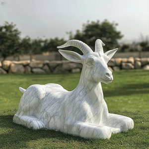 Trang trại động vật nghệ thuật trang trí sân vườn hiện đại đá cẩm thạch bức tượng khắc cừu tùy chỉnh kích thước freestanding - Product Image 5