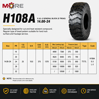 MORE H108A 14.00-24 OTR-Reifen 32PR TT Rock Grade E3 L3 für Motorgrader Radlader Bergbau Bauindustrie 10500kg Traglast