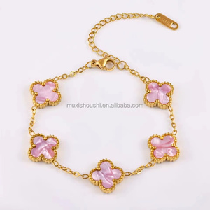 Bracciale da Donna <span class=keywords><strong>in</strong></span> <span class=keywords><strong>Acciaio</strong></span> <span class=keywords><strong>Inossidabile</strong></span> di Alta Qualità Placcato <span class=keywords><strong>in</strong></span> Oro 18k - Bracciale Resistente allo Sbiadimento Vendita all'Ingrosso di Fabbrica. - Product Image 5