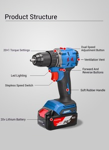 Taladro Inalámbrico DCJZ2060EM de 20V |   Baterías de Iones de Litio de 500W 2x 4.0Ah, 20+1 Ajustes de Torque, Grado Industrial y para Bricolaje, para Taladrar - Product Image 4