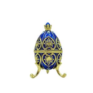 SHINNYGIFTS Œuf de <span class=keywords><strong>Fabergé</strong></span> <span class=keywords><strong>Style</strong></span> Décoratif, Bijou Peint à la Main, Œuf de Pâques Émaillé à Charnière, Cadeau Unique pour la Famille, Rangement en Métal - Product Image 6
