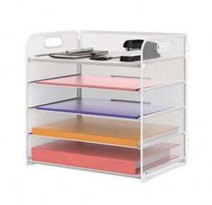 5 Tier Paper Letter Tray <b>Organizer</b> with Handles Mesh Desk <b>File</b> <b>Organizer</b> Metal Paper Sorter Holder Desktop Document Shelf Tray - Product Image 2