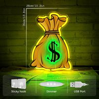 Letrero LED de Neón con Diseño de Bolsa de Dinero de Alto Impacto, Símbolo Icónico del Dólar para Decoración de Pared en Oficinas Financieras y Bares