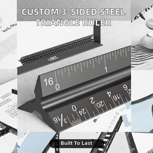 Regla <span class=keywords><strong>Triangular</strong></span> Arquitectónica de Acero Inoxidable y Aluminio de 3 Lados, Personalizada de Fábrica, con Escala Métrica - Product Image 2