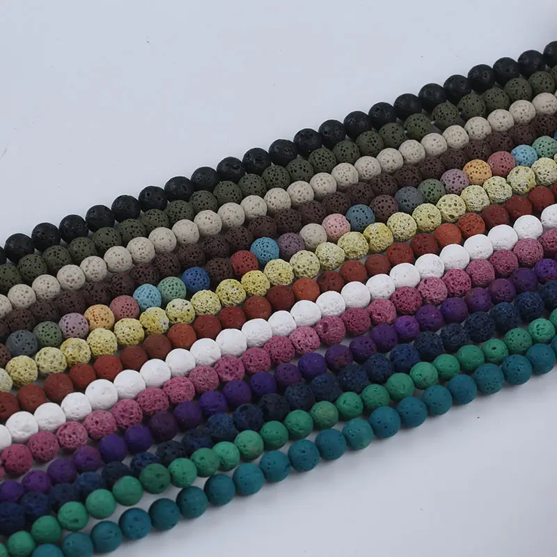 8mm Round Shape Loose Beads Semi-precious Volcanic rock Volcanic Lava Stone Strand for jewelry making