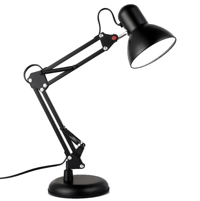 Long Arm Table Lamp with Clip Black Dormitroy Student Study Clamp Desk Light for Bedroom Office Reading LED