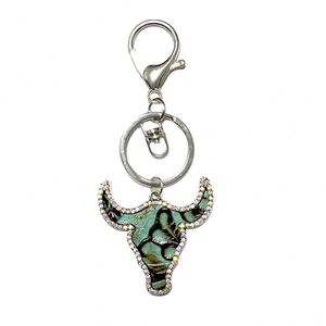 Wholesale Vintage <b>Leather</b> <b>Key</b> <b>Chains</b> Rhinestone Bull Head Keychain Cowgirl Bag Pendant Cowboy Cow <b>Key</b> Ring Western Keychain - Product Image 5