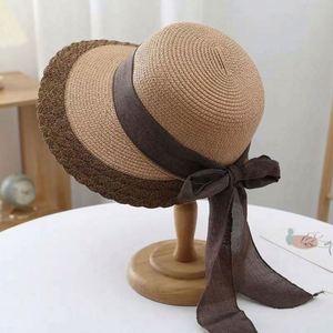 Chapeau de plage à large bord pour femme, style occidental, chapeau de paille pour les vacances en bord de mer, chapeau seau en paille pour femme - Product Image 3