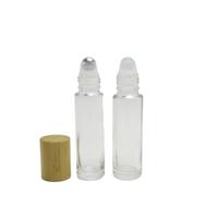 10 ml 5ml Bouteilles Noir Mat Parfum Huile Essentielle clair 10 ml Rouleau De Bambou Sur Bouteille En Verre avec Couvercle À Boule En Métal pour Huiles