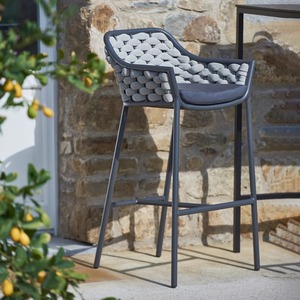 Conjunto de Taburetes de <span class=keywords><strong>Bar</strong></span> de Aluminio y Cuerda para Resort de Lujo, Sillas de <span class=keywords><strong>Bar</strong></span> y Barra para Restaurantes Comerciales al Aire Libre - Product Image 3