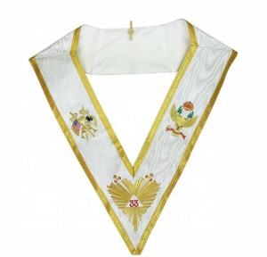 Wholesale 33rd Degree Masonic Rose Croix Regalia Set Embroidered Leather Apron Gauntlets Collar with Wing Down Feature - Product Image 3