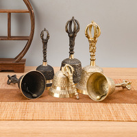 Religious Instruments Supplies Large Esoteric Buddhist Taoist Three Pure Ones Bells Brass Antique-Style Hand Bells Made China