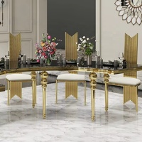Vente en gros de chaises luxueuses populaires en or rose pour hôtels, décorations en acier inoxydable pour banquets, banquets, mariages, trônes pour événements
