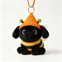 Porte-clés en peluche chien abeille mignon, pendentif animal en peluche doux, porte-clés personnalisé, plusieurs couleurs