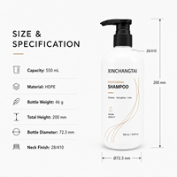 Bouteille vide de 550 ml en PEHD avec pompe, blanche, pour distributeur de shampoing professionnel pour hôtels, spas et produits capillaires