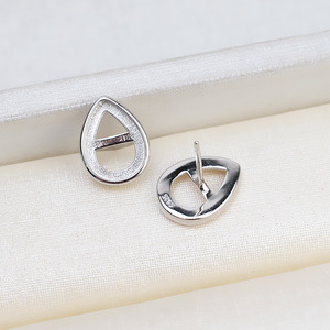 Juego de Pendientes y Colgante en Forma de Lágrima de Plata S925, Accesorios para DIY con Soporte Vacío para Jade de 8*11mm y 1746 Cuentas Mabe - Product Image 2