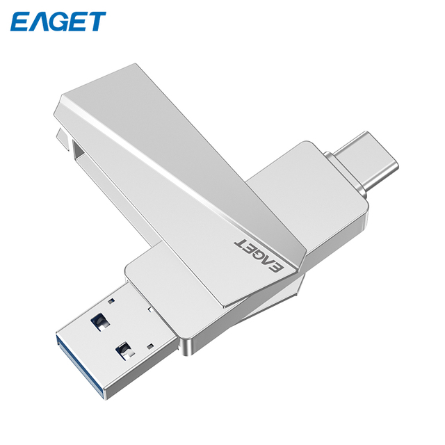 EAGET SU60 Type-C&USB 3.2 Gen2 256GB Metal Solid State USB Flash Drive for PC/Phone Memory Stick