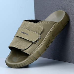 Chaussons d'été en <span class=keywords><strong>cuir</strong></span> pour <span class=keywords><strong>homme</strong></span>, pour l'extérieur, tongs tendance haut de gamme - Product Image 1
