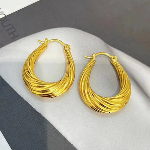 Elegant Simple Superior French Style Gold Metal Warp <strong>U</strong> <strong>Shape</strong> Temperament <strong>Earrings</strong> for Women Gift - Product Image 4