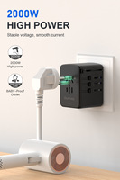 Chargeur de voyage GaN 35W PD, adaptateur de voyage universel à double USB-C à charge rapide, convertisseur de prise universel pour téléphone, tablette, ordinateur portable