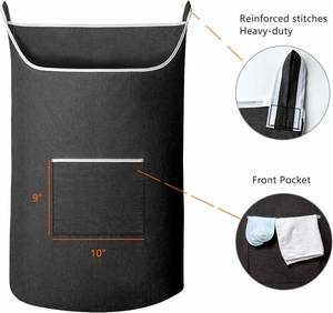 Sac à linge suspendu personnalisé grand format réutilisable avec poche avant en tissu Oxford, organisateur de porte lavable, résistant aux déchirures, gain de place, fermeture éclair - Product Image 1