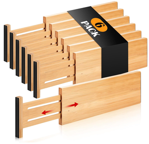 Organizador de Cajones de Bambú Expandible y Ajustable de 4 Piezas con Diseño Ecológico para Almacenamiento Moderno en Baño y Armario - Product Image 2
