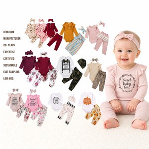 Conjunto <span class=keywords><strong>de</strong></span> Ropa <span class=keywords><strong>para</strong></span> Bebé Recién Nacida <span class=keywords><strong>de</strong></span> 3 Piezas con Mameluco <span class=keywords><strong>de</strong></span> Volantes <span class=keywords><strong>de</strong></span> Manga Larga o Corta y Pantalones o Vestido - Product Image 1