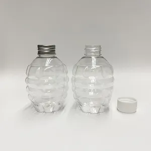 ジュース飲料用のかわいい150mlの透明なプラスチック製の爆弾形状のボトル、子供用の5オンスの爆弾ボトル容器DIY粘土