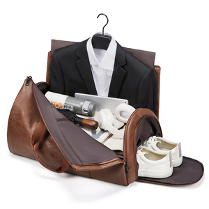 Venta al por mayor al aire libre PU cuero equipaje bolsa de viaje traje de negocios bolsa de los hombres bolsa de viaje de lona - Product Image 1